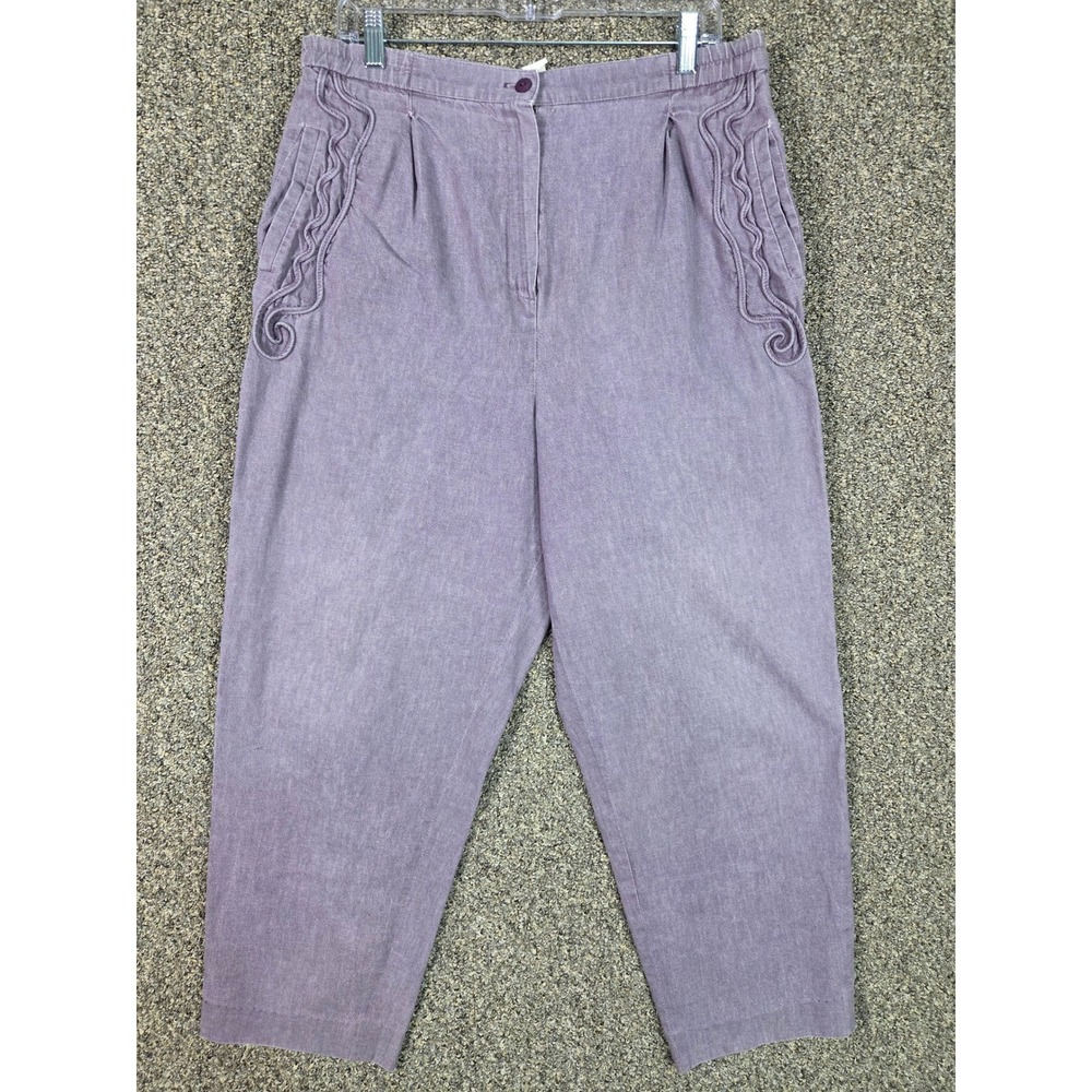 Howard Wolf Trousers Women 34 Purple Vintage High Rise Soutache Trim Pleated USA